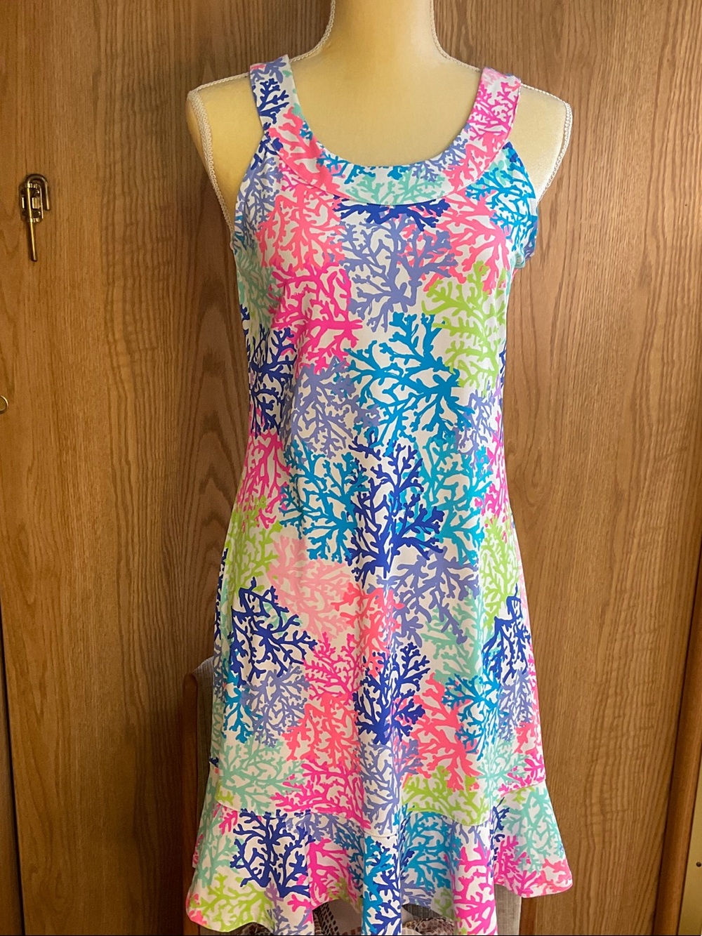 Lulu-B Multicolor Coral Print Tank Dress - Pink, Blue, Green